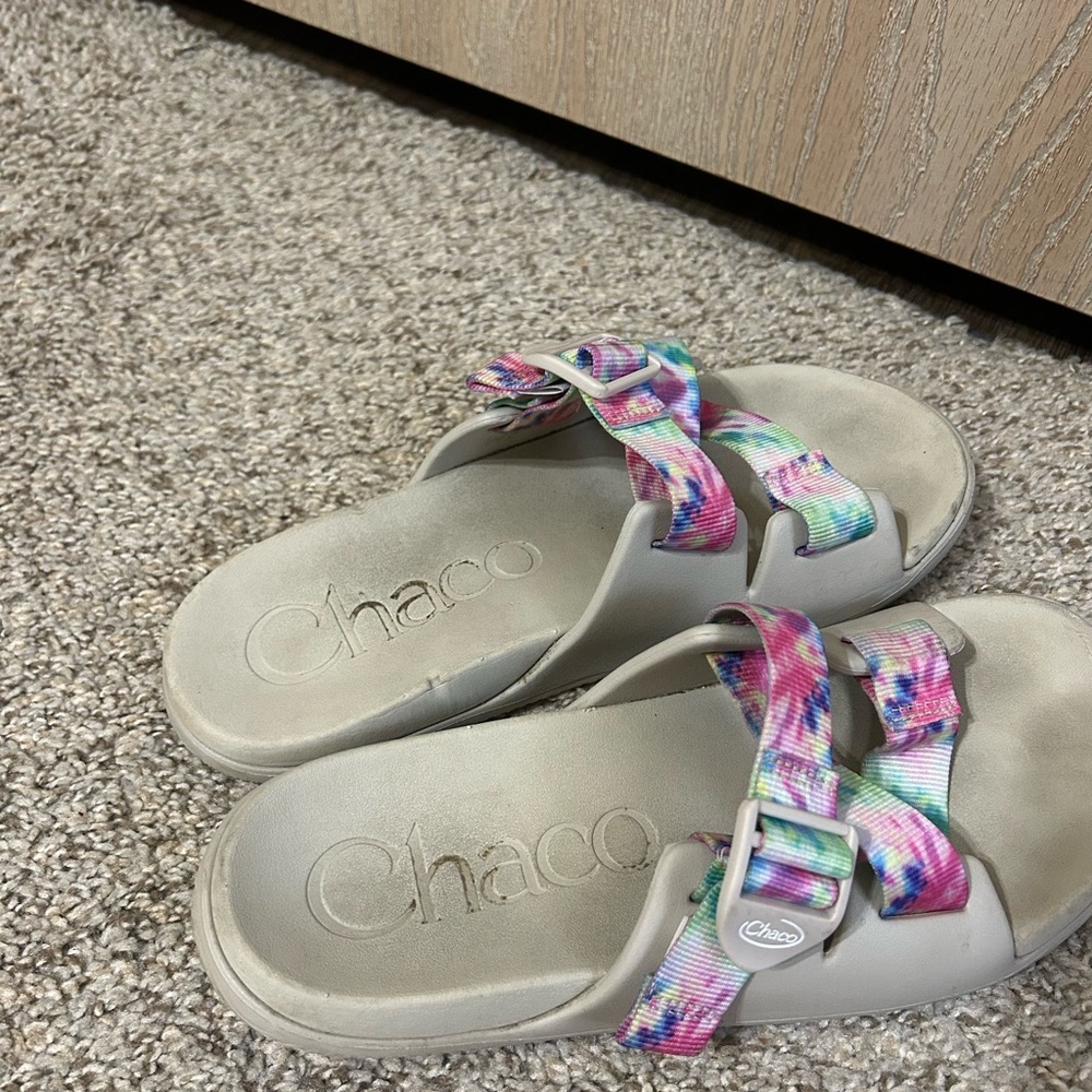 Chaco Chillos Slide Women's Light Tie Dye Pastel Gray Size 8 Outdoor Beach Strap - Picture 6 of 9
